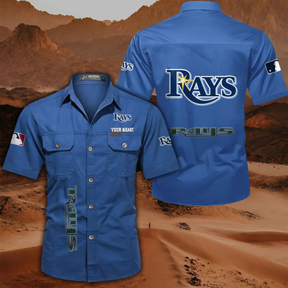 LIMITED EDITION - NEW CUSTOMIZED MLB21 TBR TAMPA BAY RAYS MEN'S CARGO SHIRT