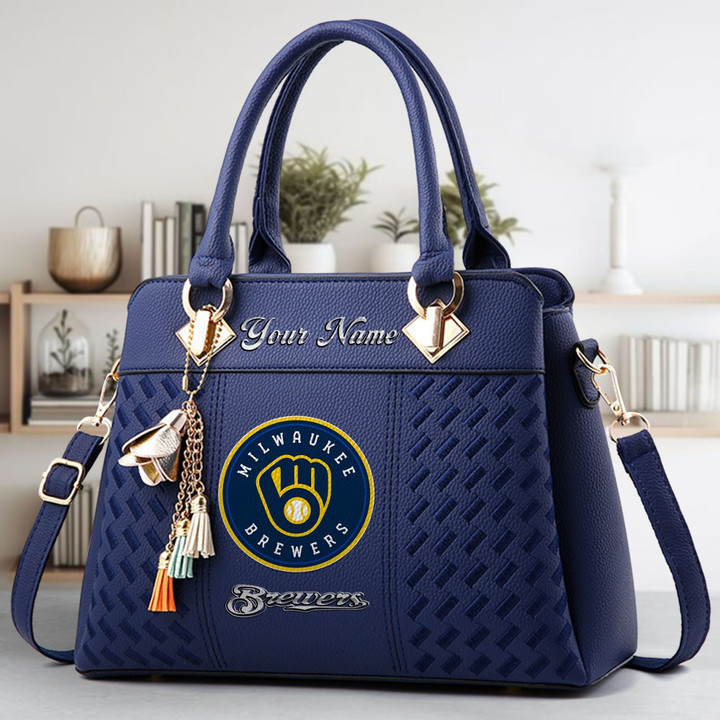 LIMITED EDITION - NEW CUSTOMIZED MLB15 MBS MILWAUKEE BREWERS ZIP HANDBAG MULTICOLOR