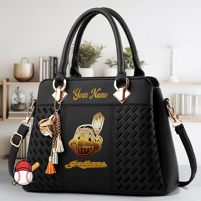 LIMITED EDITION - NEW CUSTOMIZED MLB13 CGS CLEVELAND GUARDIANS ZIP HANDBAG MULTICOLOR