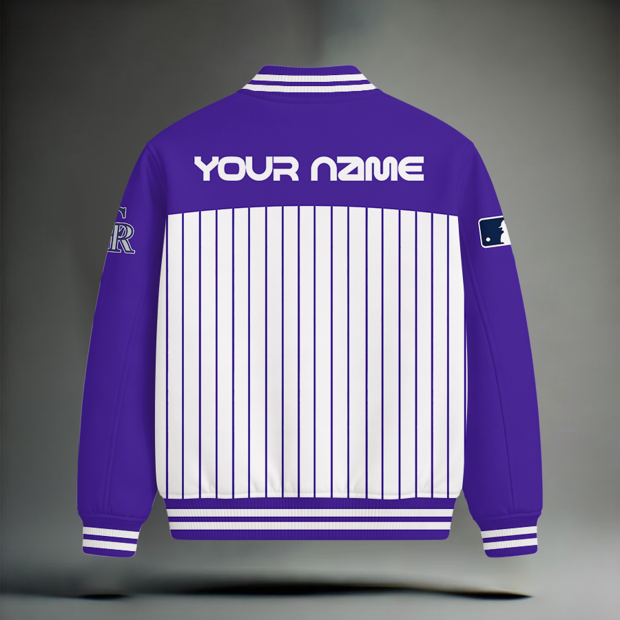 HOT DEAL - NEW CUSTOMIZED MLB30 COR COLORADO ROCKIES SNOOPY STYLE SATIN VARSITY & BASEBALL JACKET