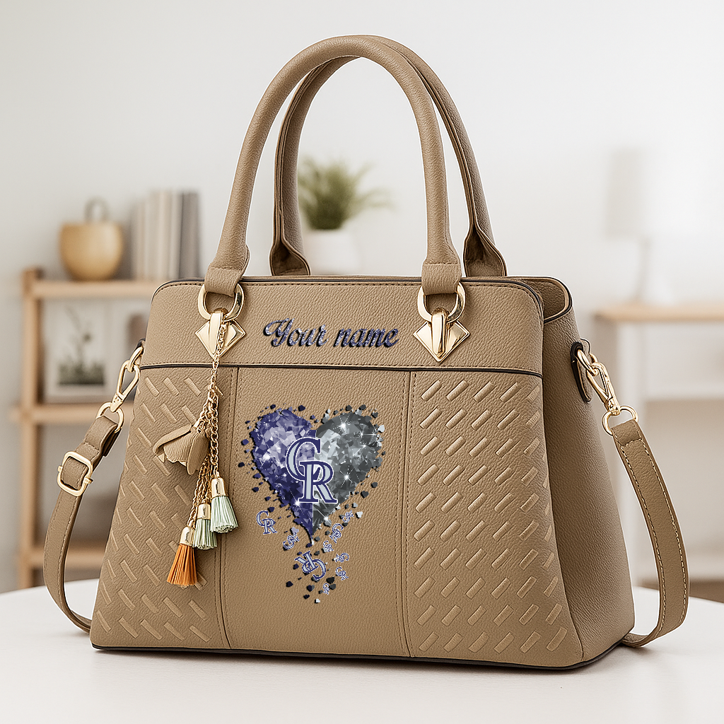 LIMITED EDITION - NEW CUSTOMIZED MLB30 COR COLORADO ROCKIES ZIP HANDBAG MULTICOLOR