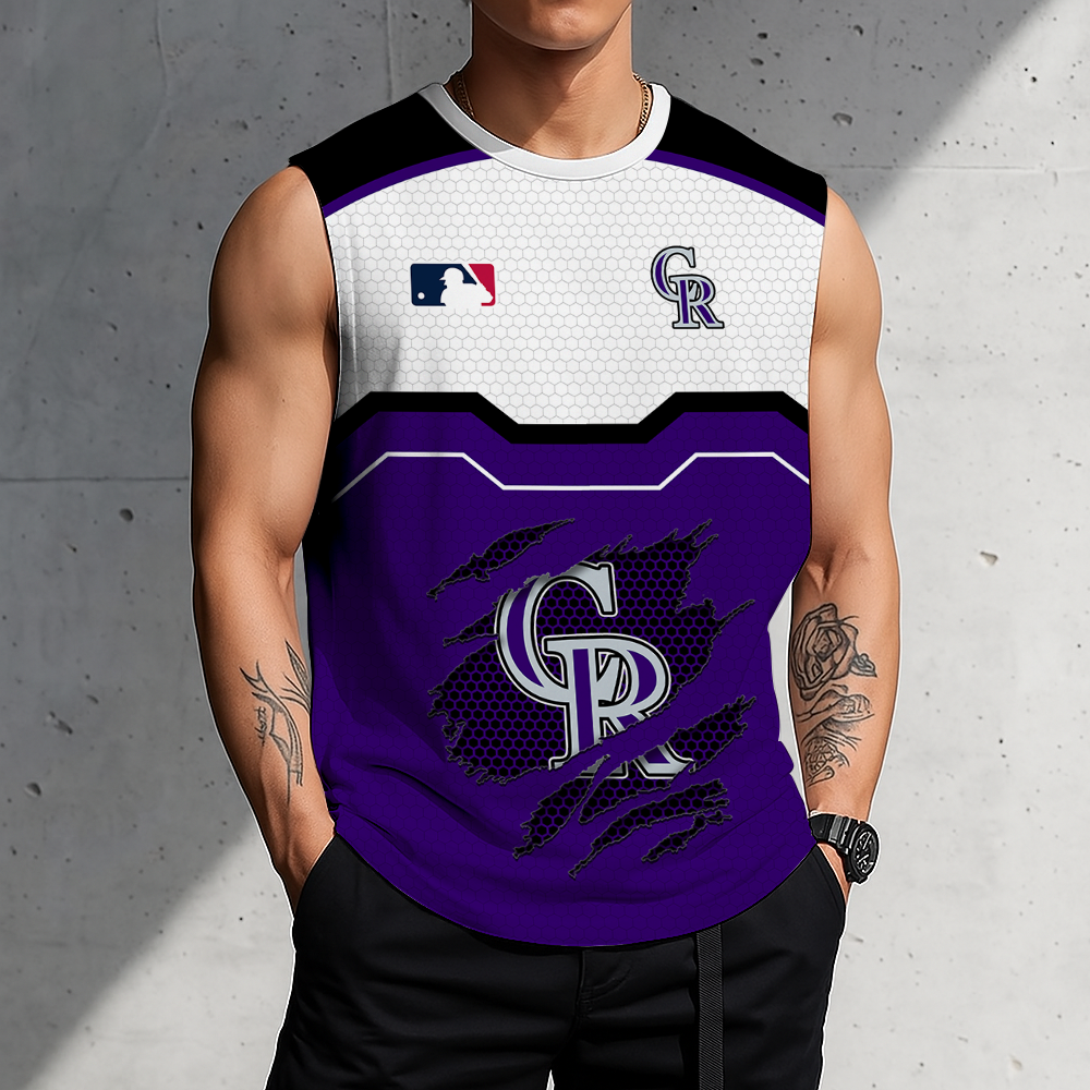 FINAL SALE - NEW CUSTOMIZED MLB30 COR COLORADO ROCKIES MEN'S GYM SHIRT