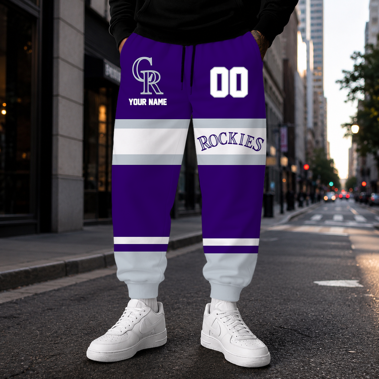 EXCLUSIVE EDITION - NEW CUSTOMIZED MLB30 COR COLORADO ROCKIES SWEATPANTS