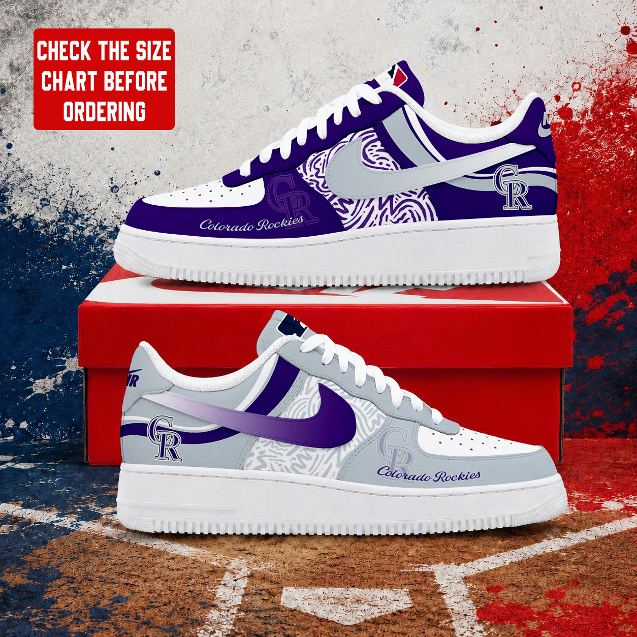 LIMITED EDITION - NEW CUSTOMIZED MLB30 COR COLORADO ROCKIES AF1 SHOES