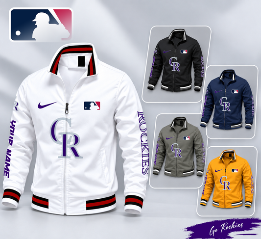 SPECIAL EDITION - NEW CUSTOMIZED MLB30 COR COLORADO ROCKIES MULTICOLOR MEN'S CASUAL JACKET