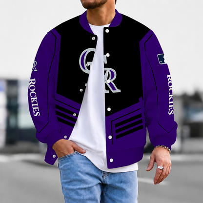 FLASH SALE - NEW CUSTOMIZED MLB30 COR COLORADO ROCKIES SATIN VARSITY & BASEBALL JACKET