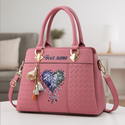 LIMITED EDITION - NEW CUSTOMIZED MLB30 COR COLORADO ROCKIES ZIP HANDBAG MULTICOLOR