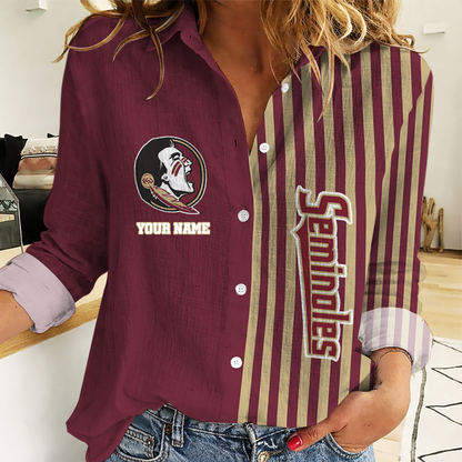 FINAL SALE - NEW CUSTOMIZED | NCAA CWS30 FLS FL SEMINOLES WOMEN CASUAL SHIRT FOR FAN