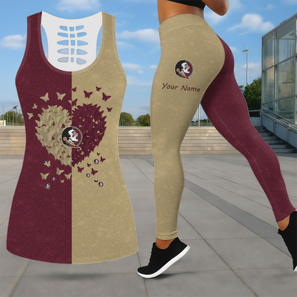 SPECIAL EDITION - NEW CUSTOMIZED NCAA CWS30 FLS FLORIDA STATE SEMINOLES LEGGINGS & HOLLOW TANK TOP SET