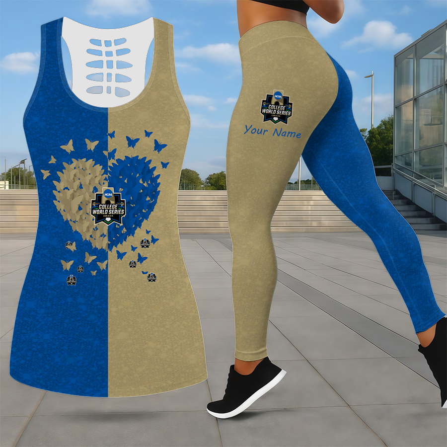 SPECIAL EDITION - NEW CUSTOMIZED NCAA CWS31 CWS COLLEGE WORLD SERIES LEGGINGS & HOLLOW TANK TOP SET