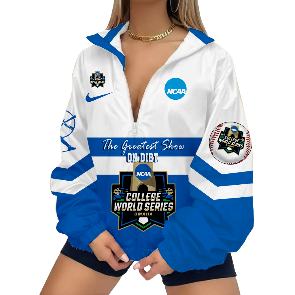 LIMITED EDITION - NEW CUSTOMIZED NCAA 31 COLLEGE WORLD SERIES V-NECK ZIPPER SWEATSHIRT JACKET
