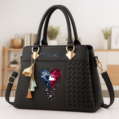 LIMITED EDITION - NEW CUSTOMIZED MLB31 MAJOR LEAGUE BASEBALL ZIP HANDBAG MULTICOLOR