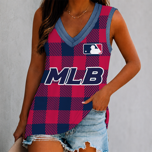 LIMITED EDITION - NEW CUSTOMIZED MLB31 MAJOR LEAGUE BASEBALL WOMEN'S V-NECK TANK TOP