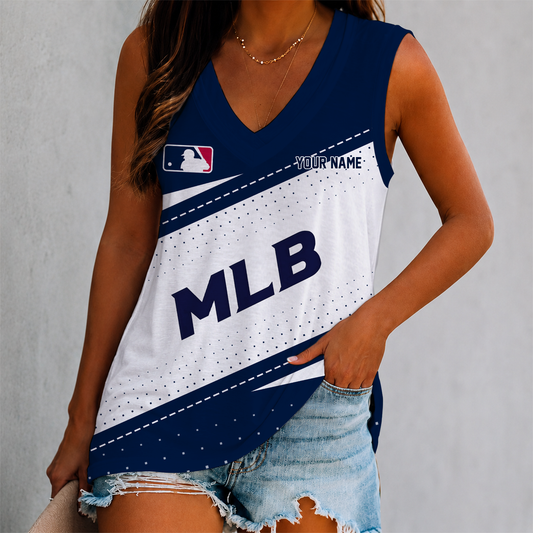 LIMITED EDITION - NEW CUSTOMIZED MLB31 MAJOR LEAGUE BASEBALL WOMEN'S V-NECK TANK TOP