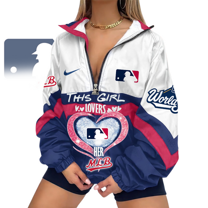LIMITED EDITION - NEW CUSTOMIZED MLB31 MAJOR LEAGUE BASEBALL V-NECK ZIPPER JACKET