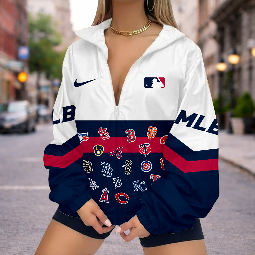 LIMITED EDITION - NEW CUSTOMIZED MLB32 MLB ALL TEAMS V-NECK ZIPPER JACKET