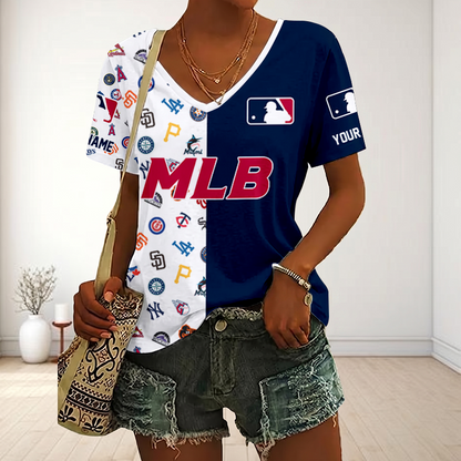VIRAL EDITION - NEW CUSTOMIZED MLB32 MLB ALL TEAMS V-NECK FEMALE SHIRT