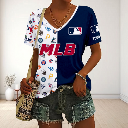 VIRAL EDITION - NEW CUSTOMIZED MLB32 MLB ALL TEAMS V-NECK FEMALE SHIRT