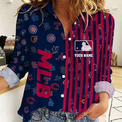 SPECIAL EDITION - NEW CUSTOMIZED MLB32 MLB ALL TEAMS WOMEN CASUAL SHIRT