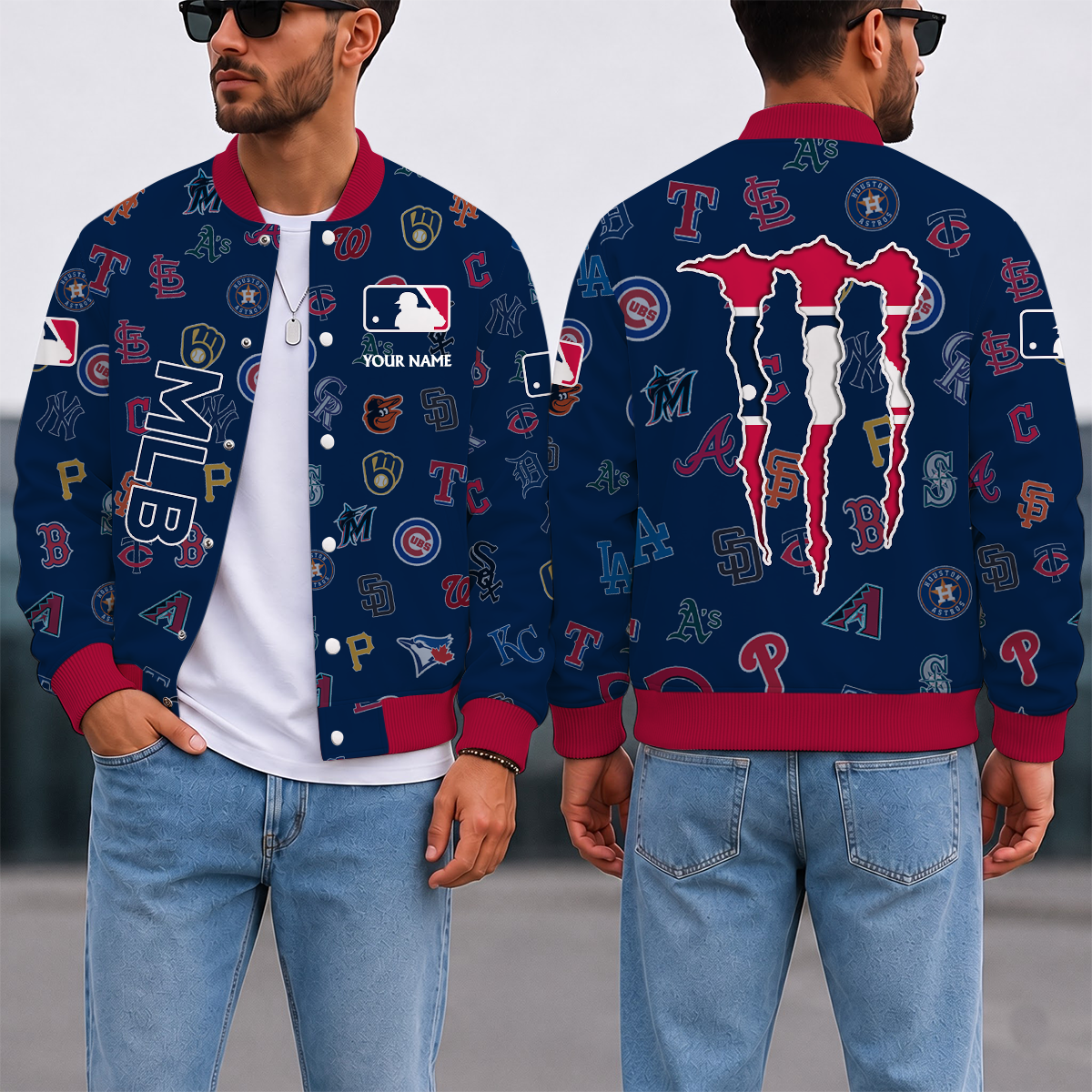 LIMITED EDITION - NEW CUSTOMIZED MLB32 ALL TEAMS SATIN VARSITY & BASEBALL JACKET