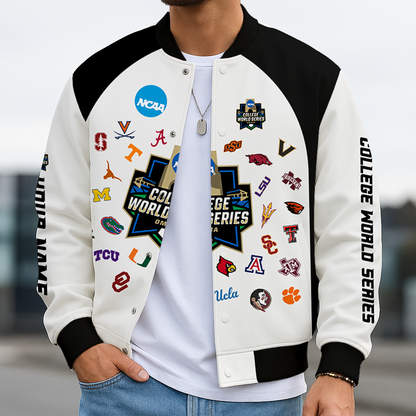 LIMITED EDITION - NEW CUSTOMIZED NCAA CWS32 BBC ALL TEAMS BASEBALL JACKET, SATIN VARSITY JACKET