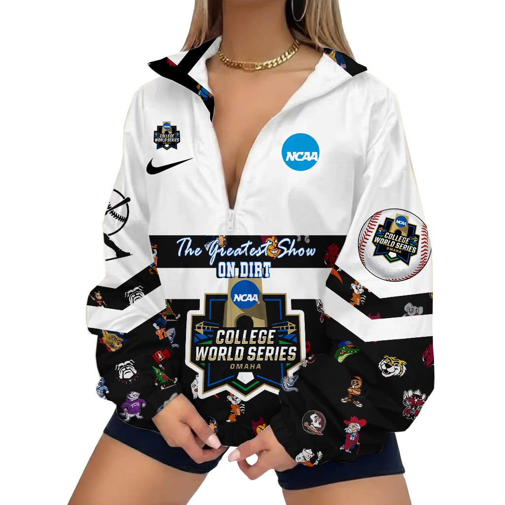 LIMITED EDITION - NEW CUSTOMIZED NCAA 32 COLLEGE WORLD SERIES ALL TEAMS V-NECK ZIPPER SWEATSHIRT JACKET