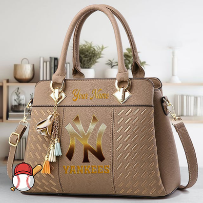 LIMITED EDITION - NEW CUSTOMIZED MLB01 NYY NEW YORK YANKEES ZIP HANDBAG MULTICOLOR