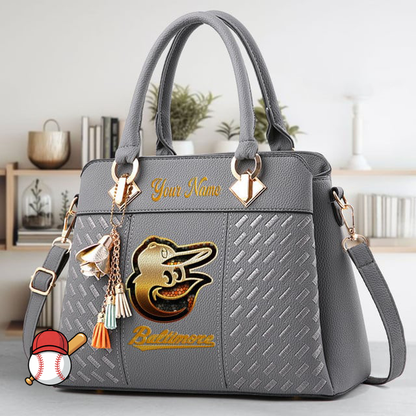 LIMITED EDITION - NEW CUSTOMIZED MLB25 BOS BALTIMORE ORIOLES ZIP HANDBAG MULTICOLOR