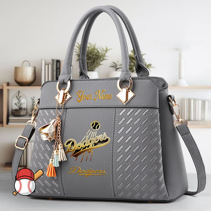 LIMITED EDITION - NEW CUSTOMIZED MLB02 LAD LOS ANGELES DODGERS ZIP HANDBAG MULTICOLOR