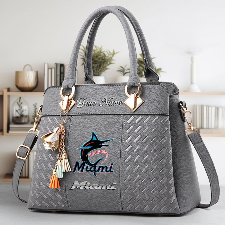 LIMITED EDITION - NEW CUSTOMIZED MLB20 MMS MIAMI MARLINS ZIP HANDBAG MULTICOLOR