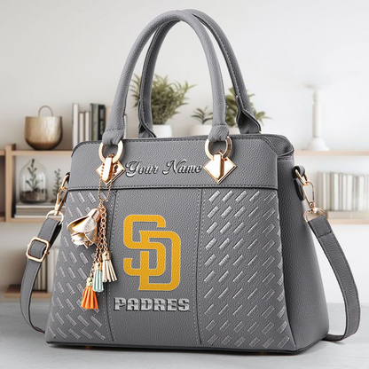 LIMITED EDITION - NEW CUSTOMIZED MLB18 SDP SAN DIEGO PADRES ZIP HANDBAG MULTICOLOR