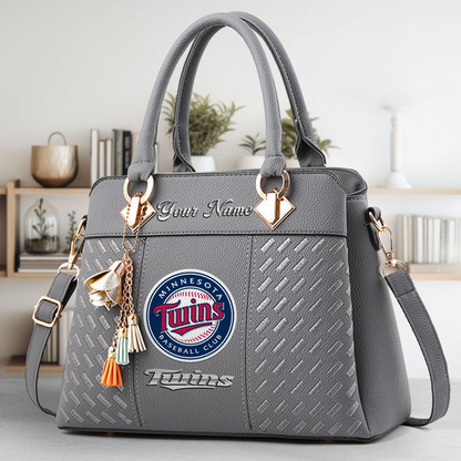 LIMITED EDITION - NEW CUSTOMIZED MLB22 MTS MINNESOTA TWINS ZIP HANDBAG MULTICOLOR