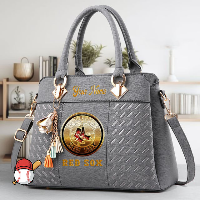 LIMITED EDITION - NEW CUSTOMIZED MLB03 BRS BOSTON RED SOX ZIP HANDBAG MULTICOLOR