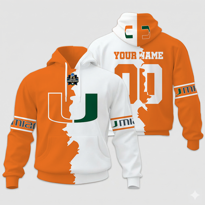 LIMITED EDITION - NEW CUSTOMIZED NCAA COLLEGE WORLD SERIES 04-MIH MI HURRICANES UNISEX HOODIE & ZIP HOODIE