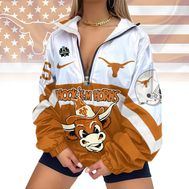 LIMITED EDITION - NEW CUSTOMIZED NCAA COLLEGE WORLD SERIES 05 TEXAS LONGHORNS V-NECK ZIPPER SWEATSHIRT JACKET