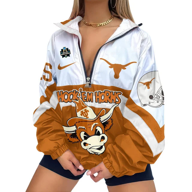 LIMITED EDITION - NEW CUSTOMIZED NCAA COLLEGE WORLD SERIES 05 TEXAS LONGHORNS V-NECK ZIPPER SWEATSHIRT JACKET