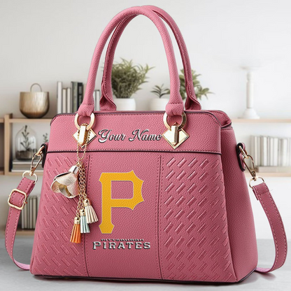 LIMITED EDITION - NEW CUSTOMIZED MLB29 PHP PITTSBURGH PIRATES ZIP HANDBAG MULTICOLOR