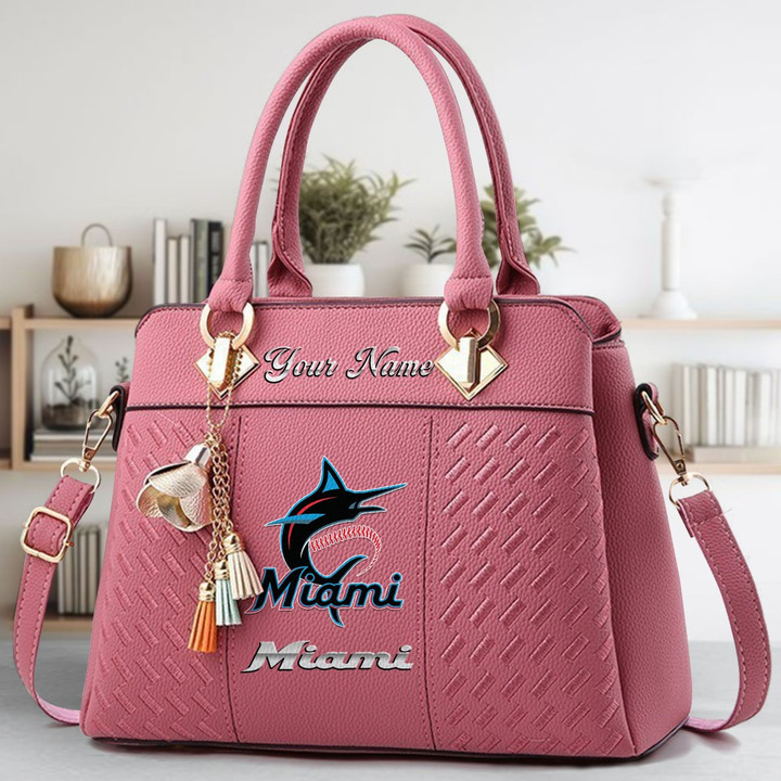LIMITED EDITION - NEW CUSTOMIZED MLB20 MMS MIAMI MARLINS ZIP HANDBAG MULTICOLOR