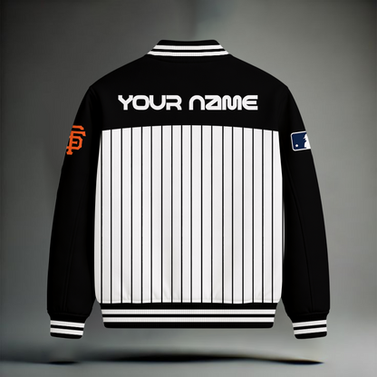 HOT DEAL - NEW CUSTOMIZED MLB06 SFG SAN FRANCISCO GIANTS SNOOPY STYLE SATIN VARSITY & BASEBALL JACKET