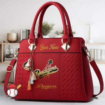 LIMITED EDITION - NEW CUSTOMIZED MLB02 LAD LOS ANGELES DODGERS ZIP HANDBAG MULTICOLOR