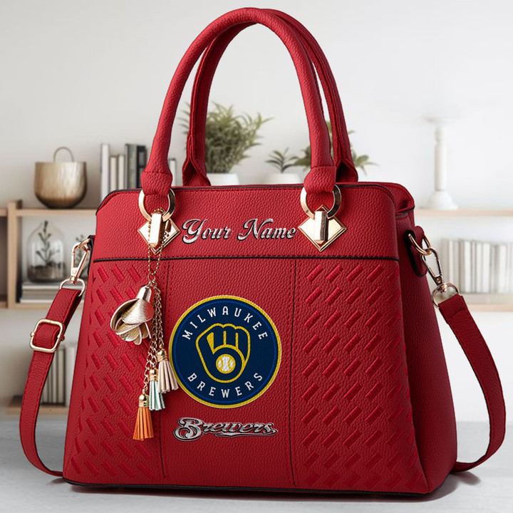 LIMITED EDITION - NEW CUSTOMIZED MLB15 MBS MILWAUKEE BREWERS ZIP HANDBAG MULTICOLOR