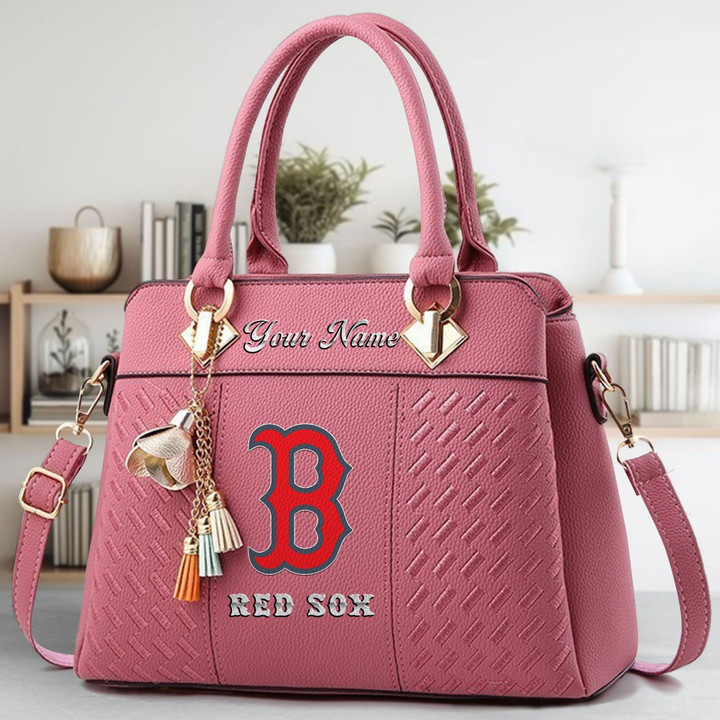 LIMITED EDITION - NEW CUSTOMIZED MLB03 BRS BOSTON RED SOX ZIP HANDBAG MULTICOLOR