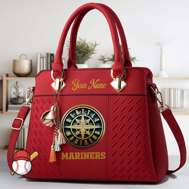 LIMITED EDITION - NEW CUSTOMIZED MLB14 SMS SEATTLE MARINERS ZIP HANDBAG MULTICOLOR