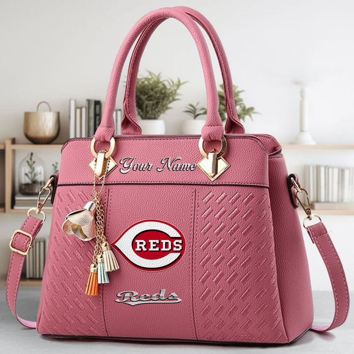 LIMITED EDITION - NEW CUSTOMIZED MLB05 CRS CINCINNATI REDS ZIP HANDBAG MULTICOLOR