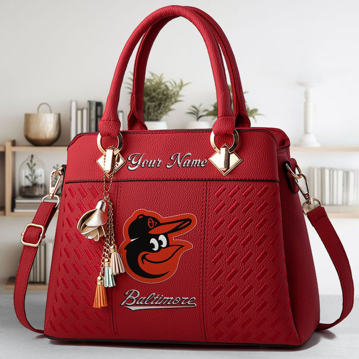 LIMITED EDITION - NEW CUSTOMIZED MLB25 BOS BALTIMORE ORIOLES ZIP HANDBAG MULTICOLOR