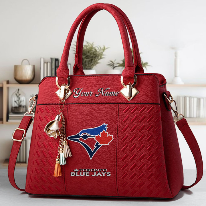 LIMITED EDITION - NEW CUSTOMIZED MLB12 TBJ TORONTO BLUE JAYS ZIP HANDBAG MULTICOLOR
