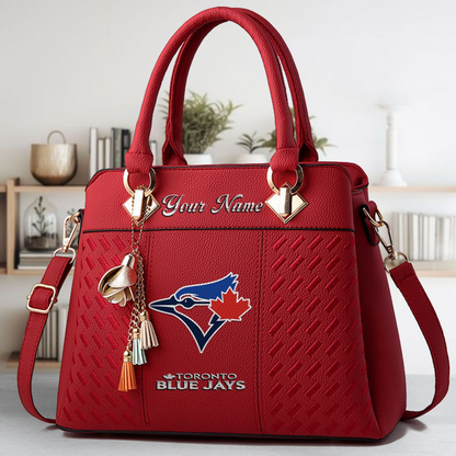 LIMITED EDITION - NEW CUSTOMIZED MLB12 TBJ TORONTO BLUE JAYS ZIP HANDBAG MULTICOLOR