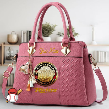 LIMITED EDITION - NEW CUSTOMIZED MLB22 MTS MINNESOTA TWINS ZIP HANDBAG MULTICOLOR