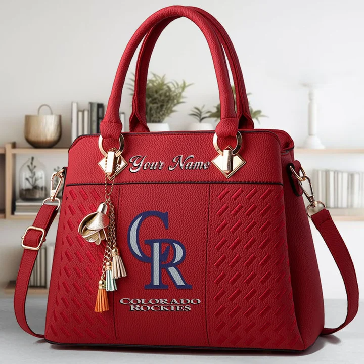 LIMITED EDITION - NEW CUSTOMIZED MLB30 COR COLORADO ROCKIES ZIP HANDBAG MULTICOLOR