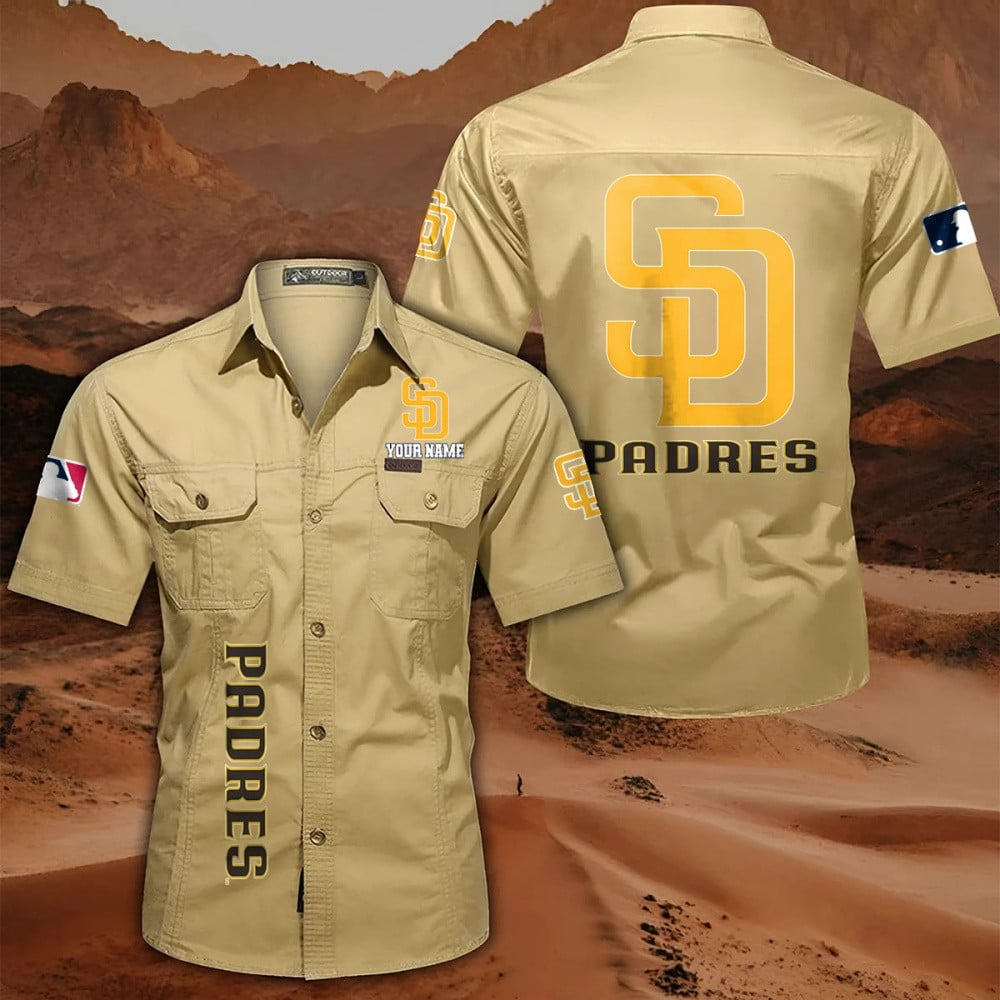 LIMITED EDITION - NEW CUSTOMIZED MLB18 SDP SAN DIEGO PADRES MEN'S CARGO SHIRT